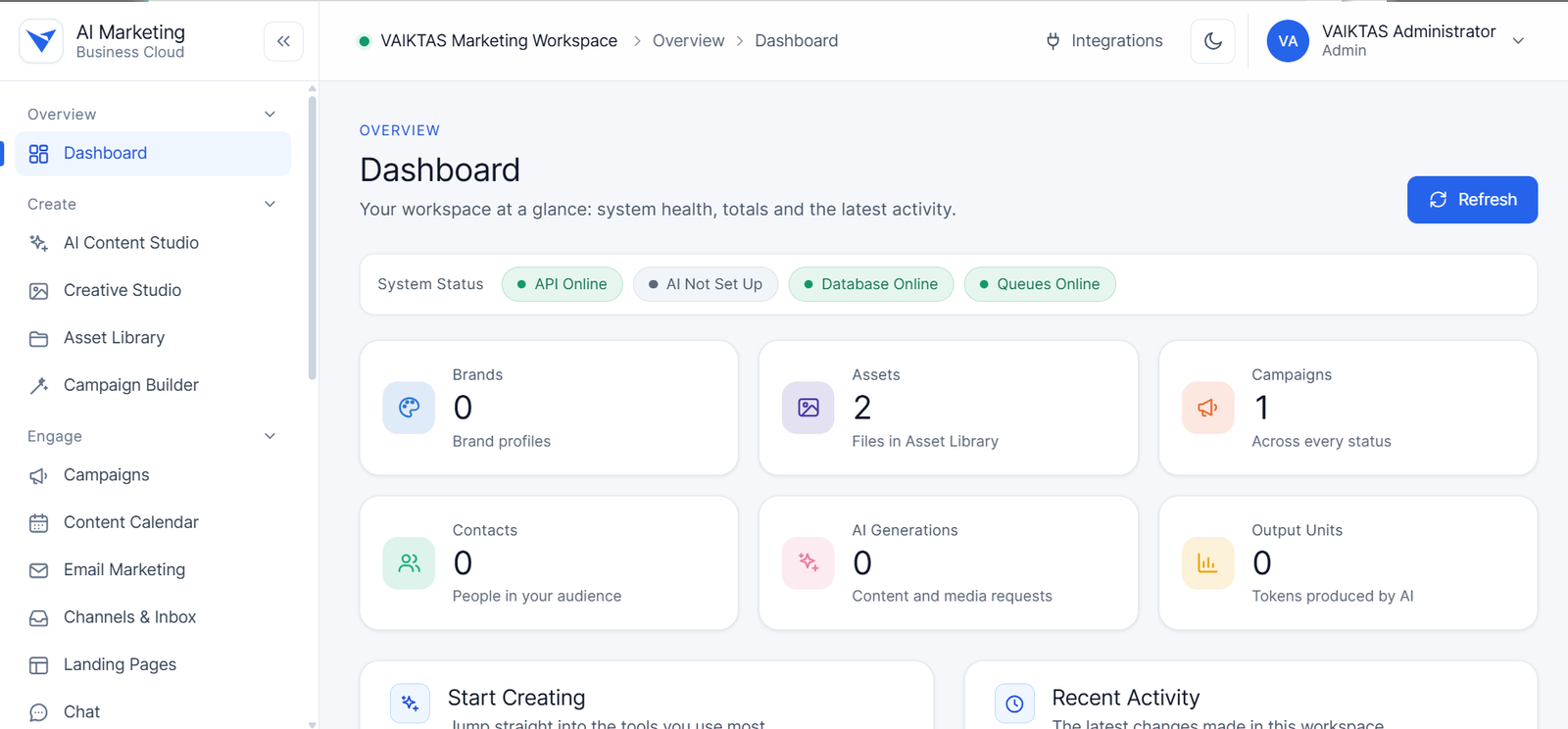VAIKTAS AI Marketing Dashboard